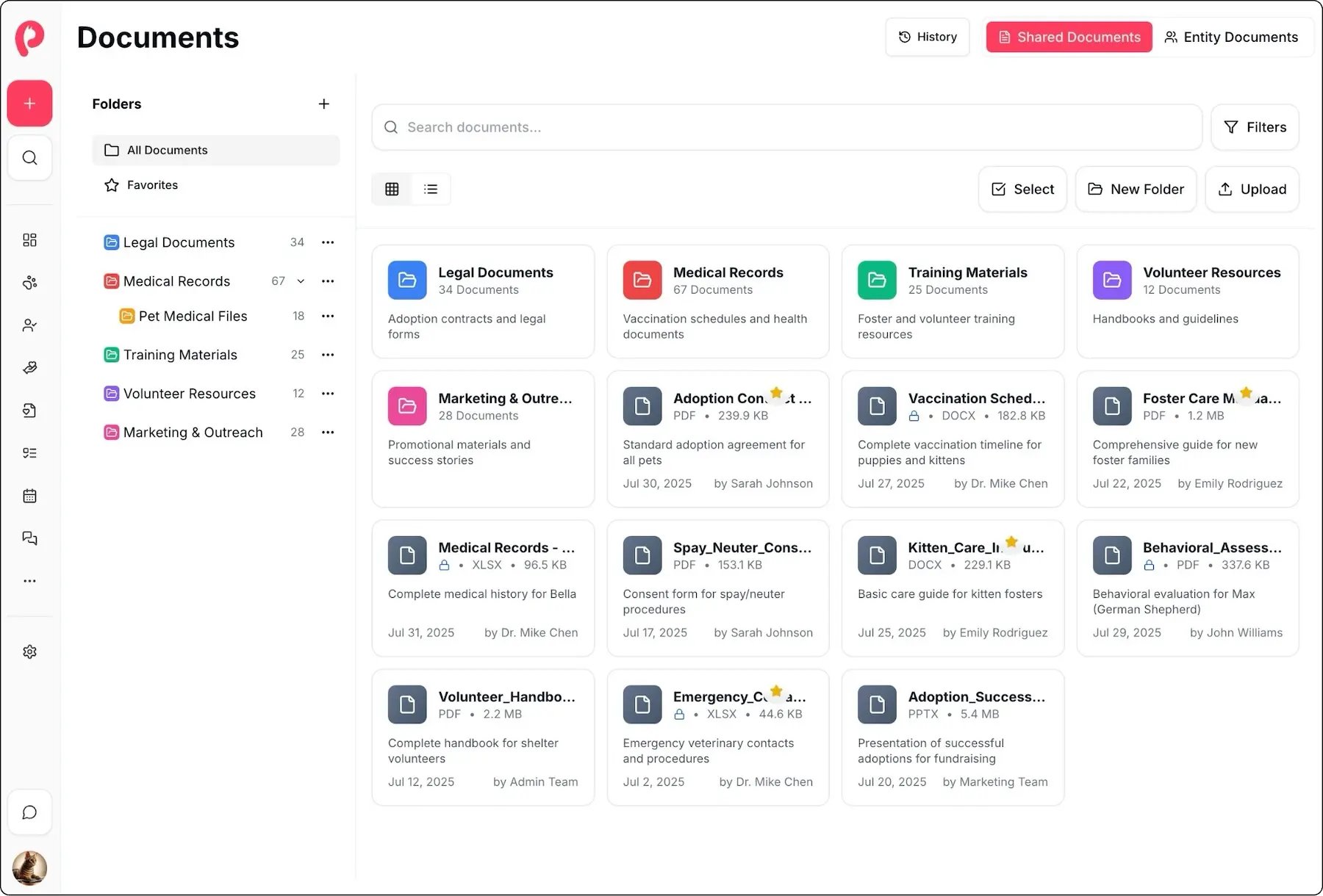 Cloud-based document management system with folder organization and role-based access