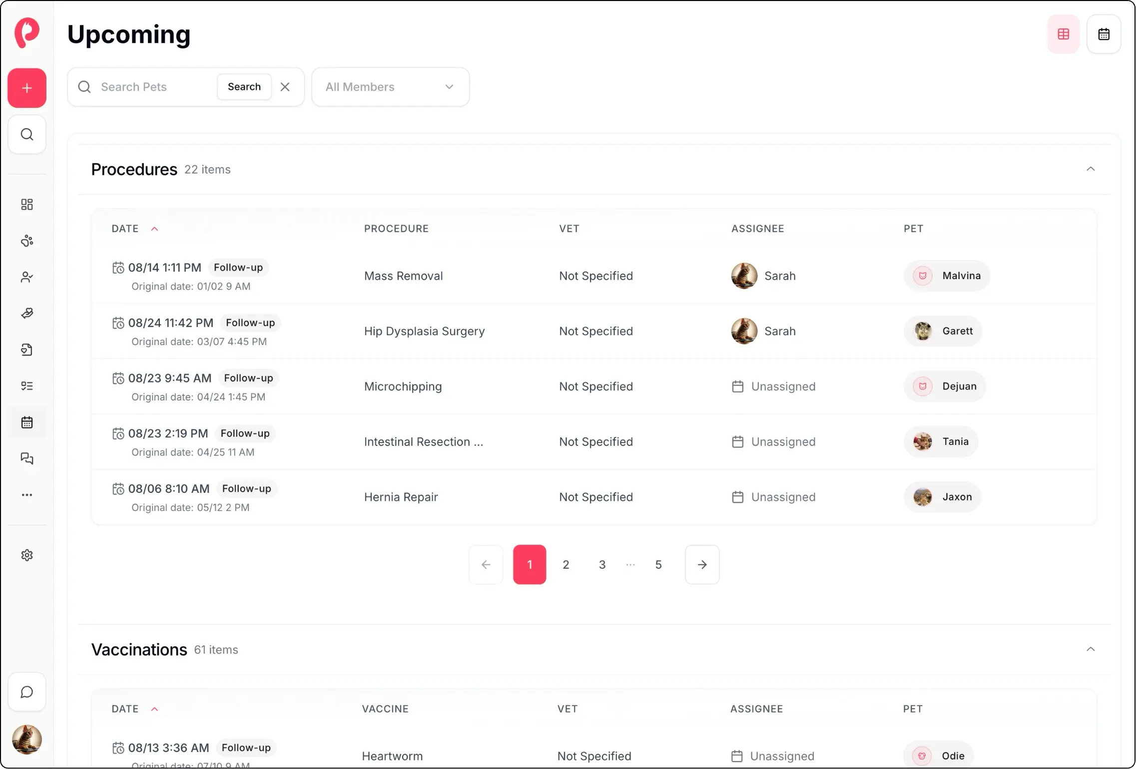 Calendar view of upcoming events, appointments and scheduled tasks