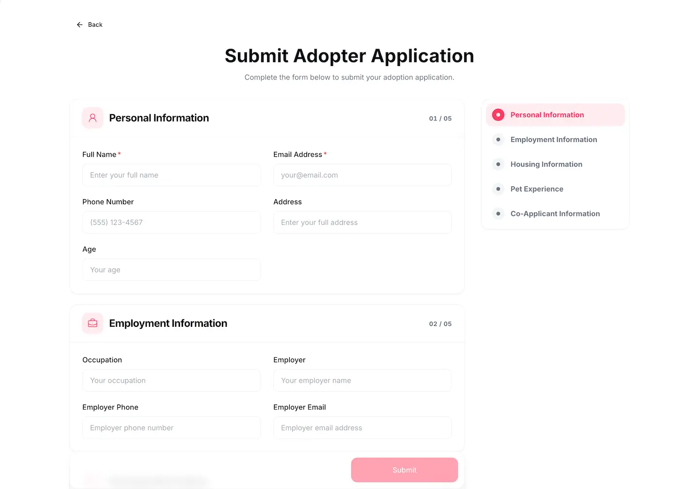 PawPlacer public foster application form